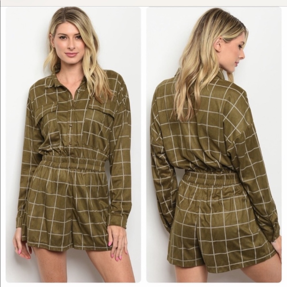 NWT Olive short Romper S M L Limited BTS - Picture 1 of 4